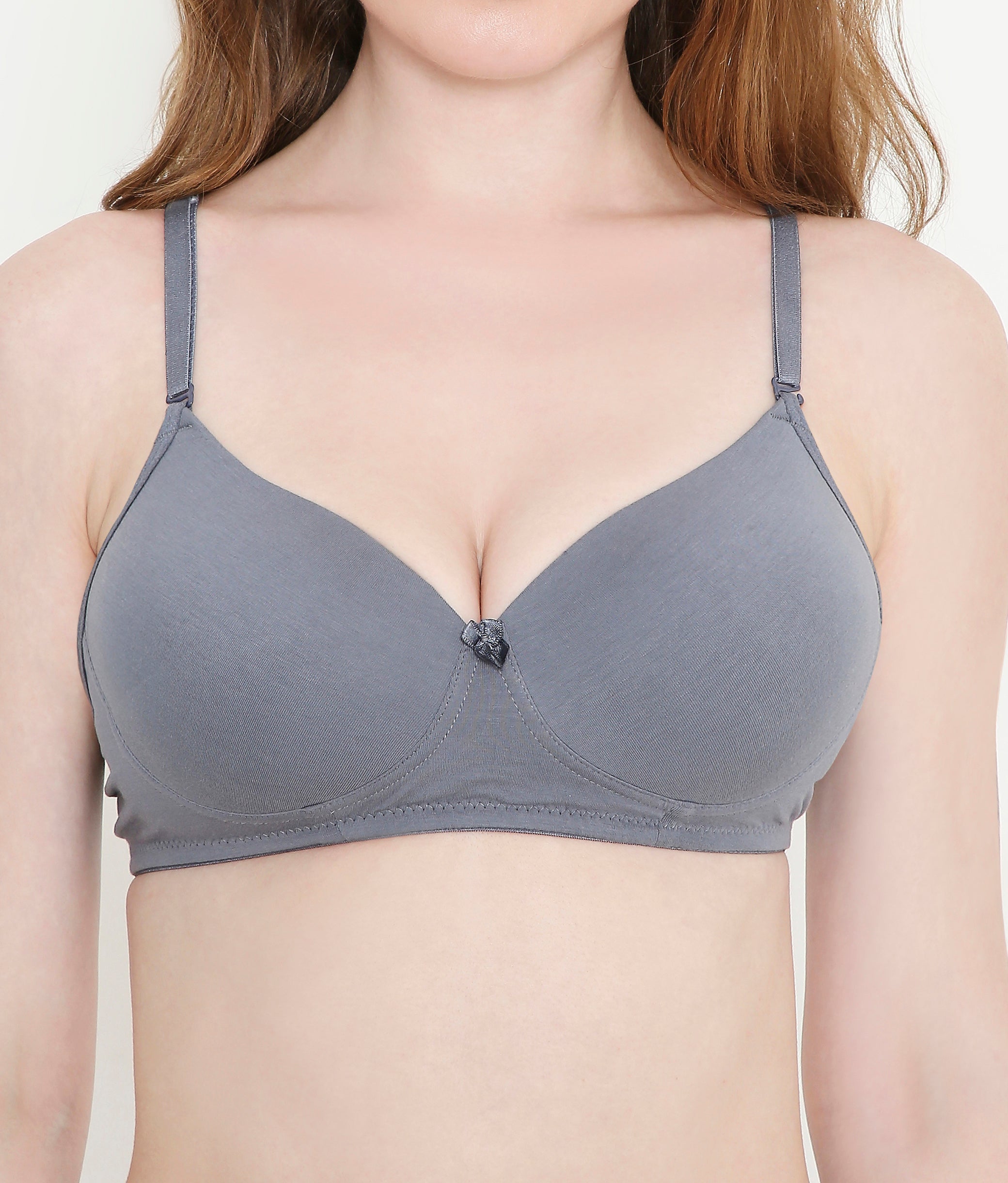 Everyday Comfort Padded Stretchable Cotton T-Shirt Bra - Dark Grey