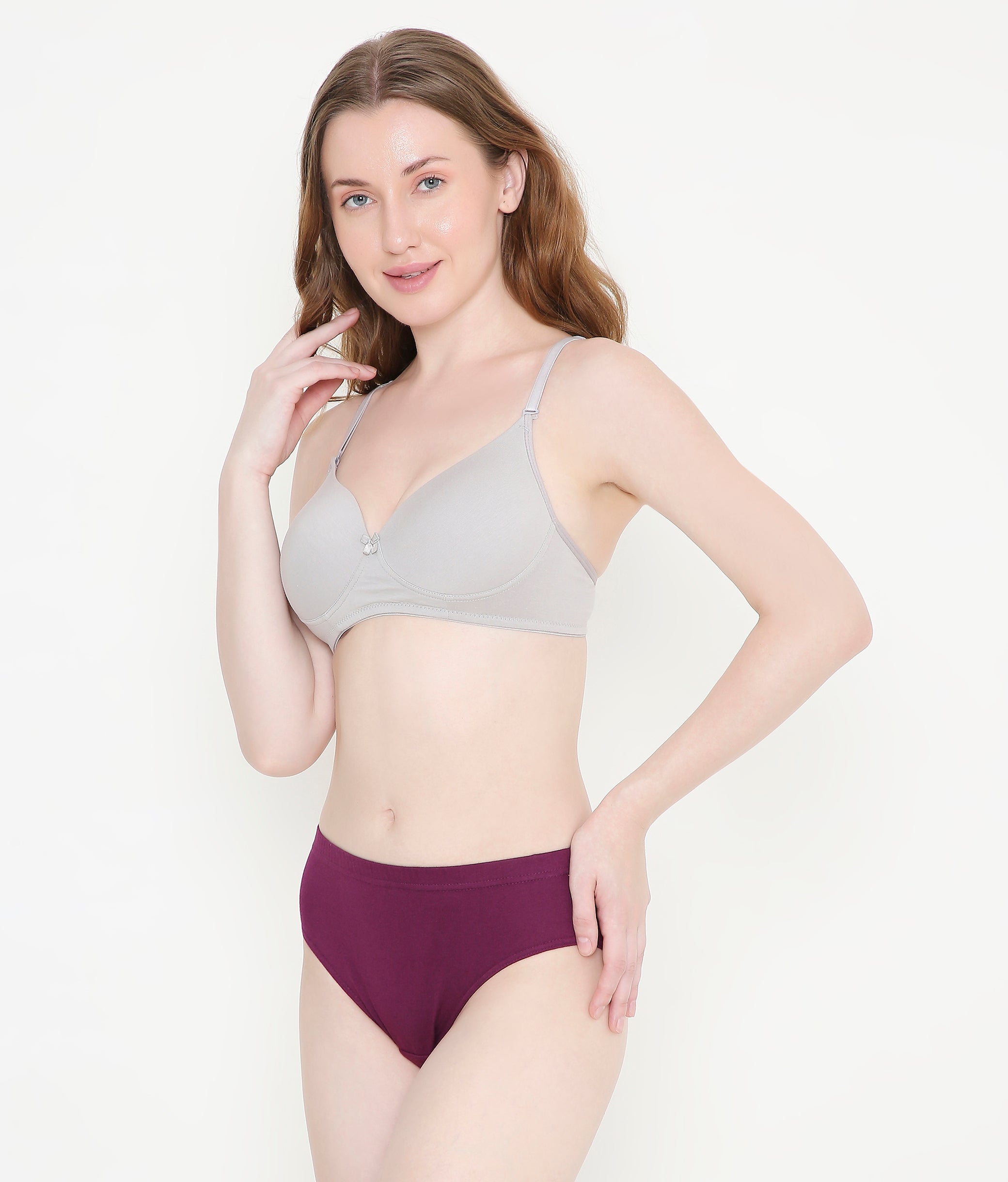 Everyday Comfort Padded Stretchable Cotton T-Shirt Bra - Light Grey