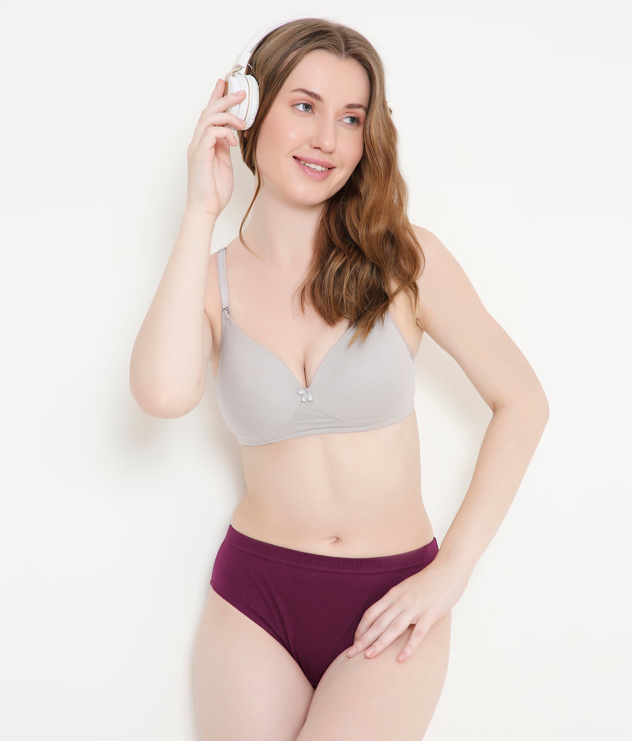 Everyday Comfort Padded Stretchable Cotton T-Shirt Bra - Light Grey