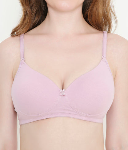 Everyday Comfort Padded Stretchable Cotton T-Shirt Bra - Lavendar