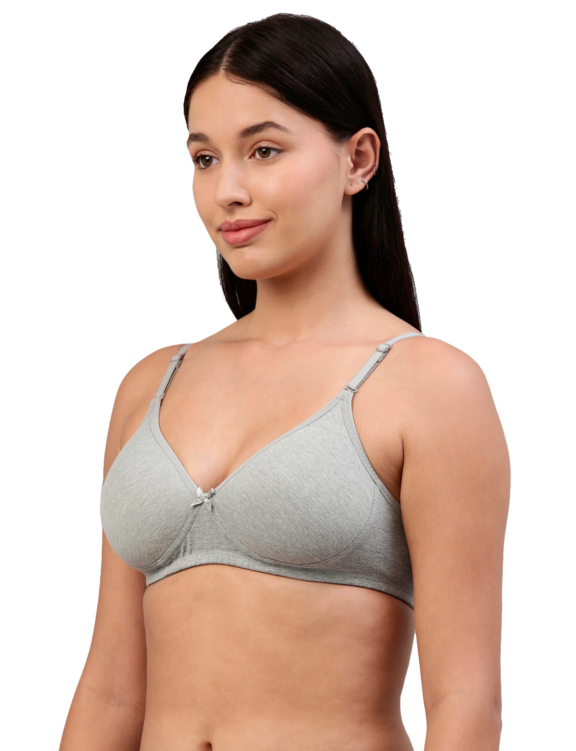 Elle Grey Melange Cotton T-Shirt Bra for Women