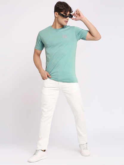 Mens Sea Green Round Neck T-Shirt