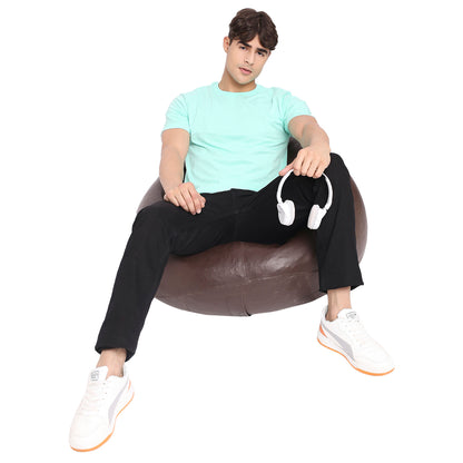Mint Blue Pure Cotton Round Neck T-Shirt for Men
