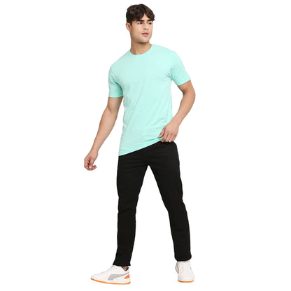 Mint Blue Pure Cotton Round Neck T-Shirt for Men