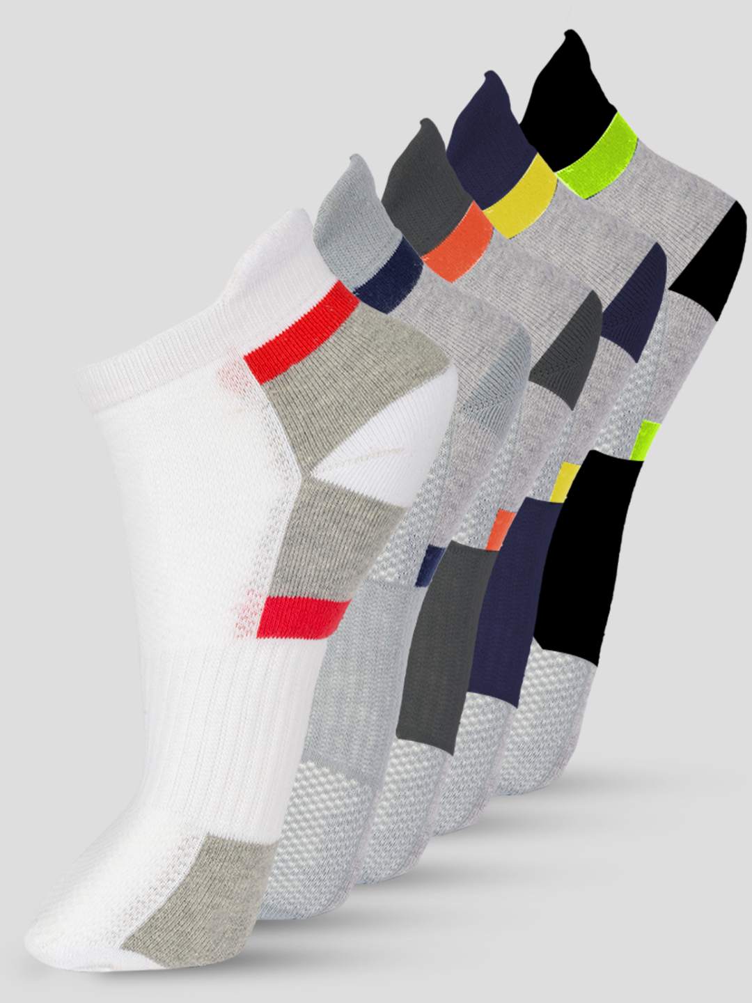 Pack of 4 COLOR BLOCKING DESIGN-01 ANKLE CUT ASSORTED COTTON SOCKS