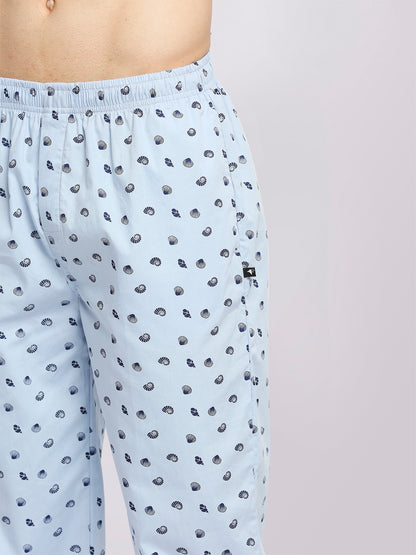 Relax Wear Seashell Sky Blue Printed Pyjama
