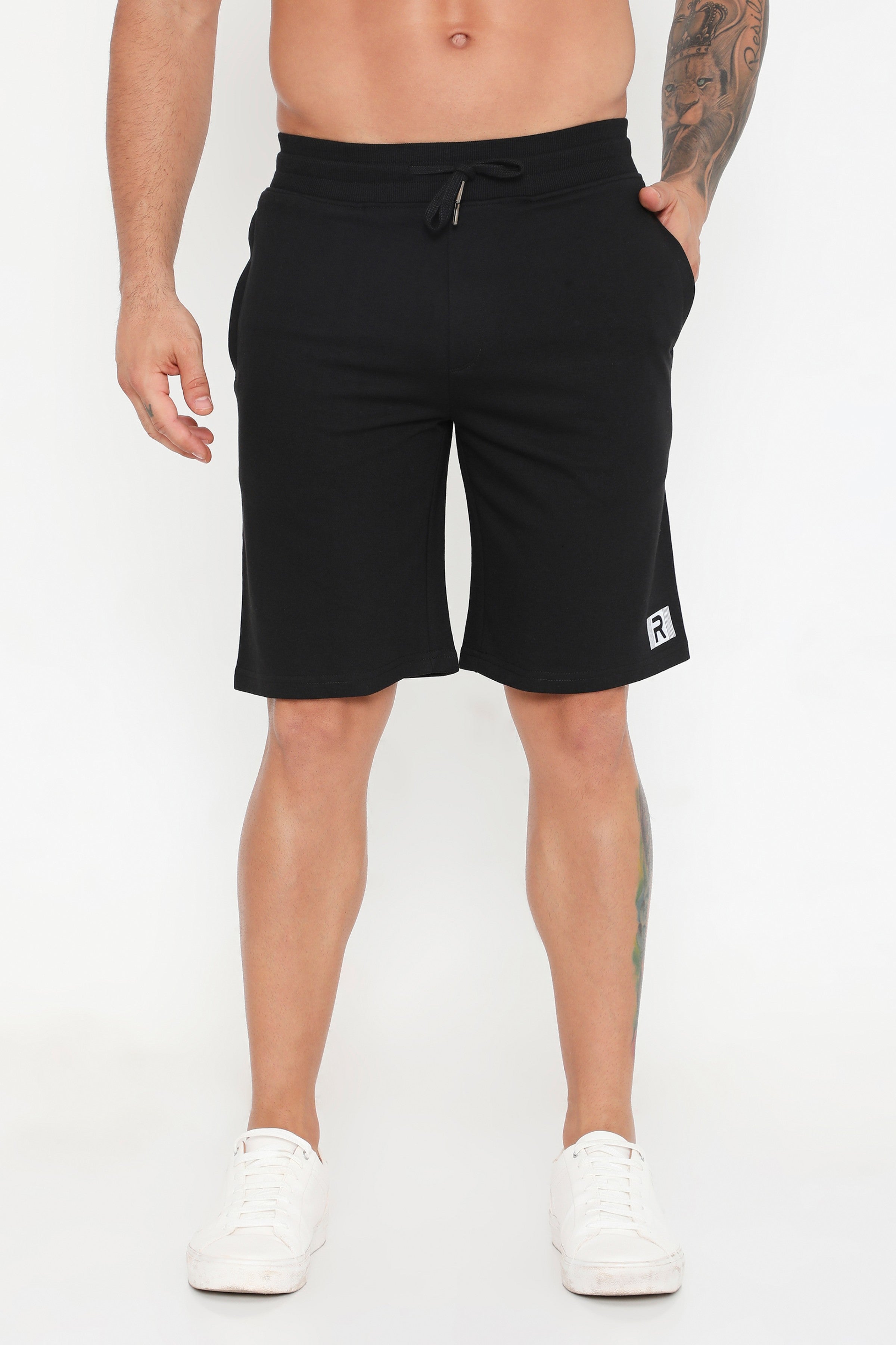 Men 002 Active Cotton Shorts- Black