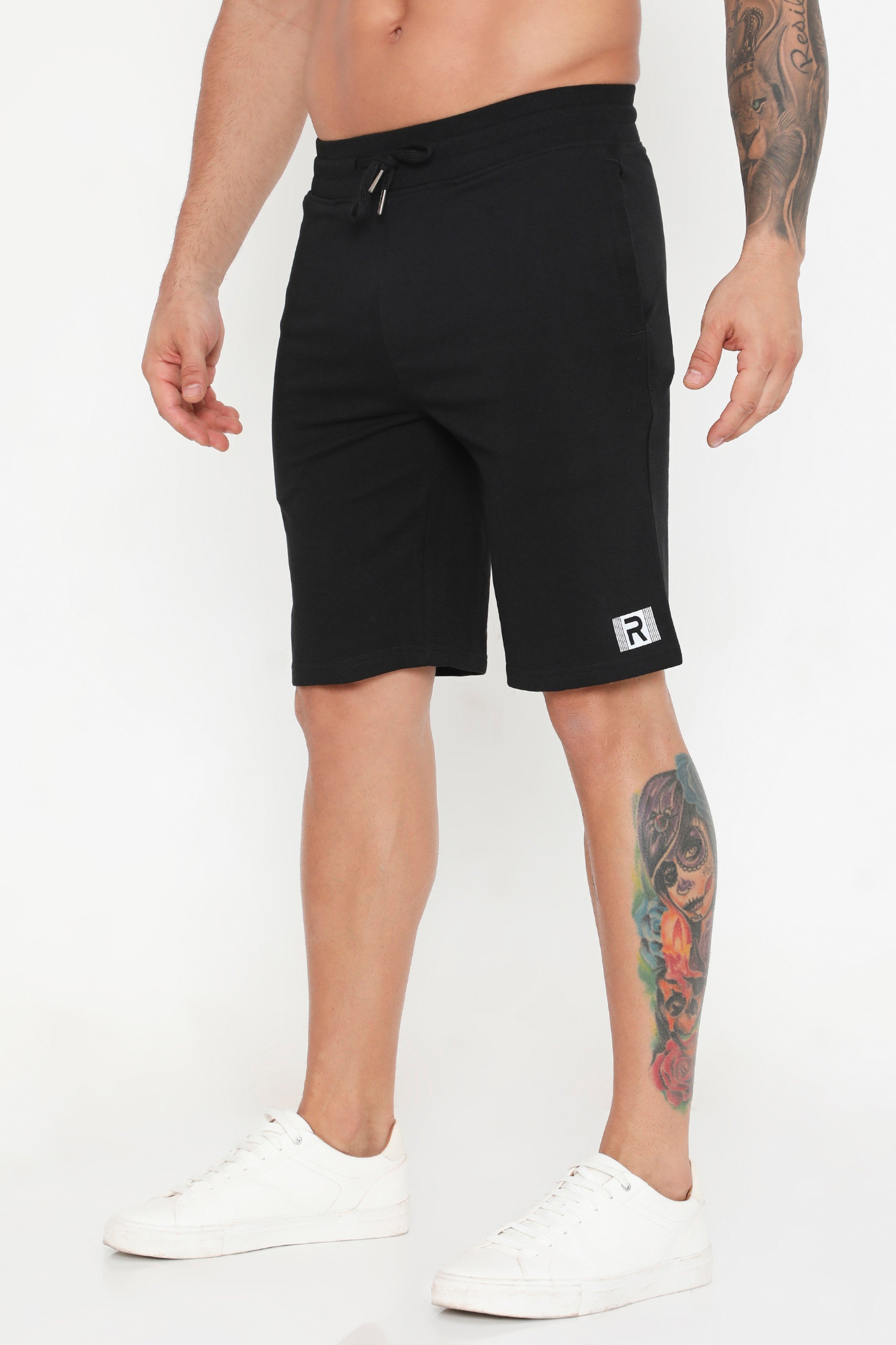 Men 002 Active Cotton Shorts- Black