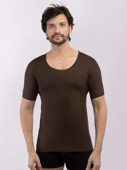 Men's Supreme Combed Cotton Vest with Sleeves - Assorted Colours