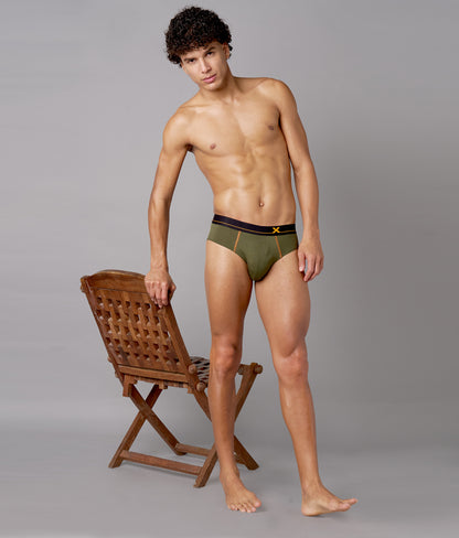 X-Drip Solid Beetle Olive Micro Modal Briefs