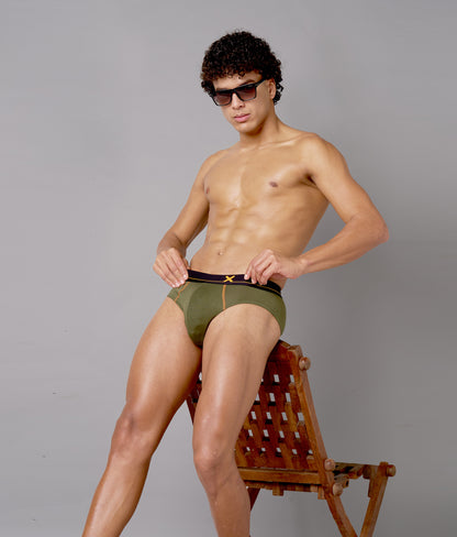 X-Drip Solid Beetle Olive Micro Modal Briefs