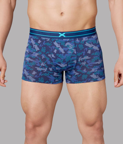 X-Rage Pageant Blue Camo Print Micro Modal Trunks