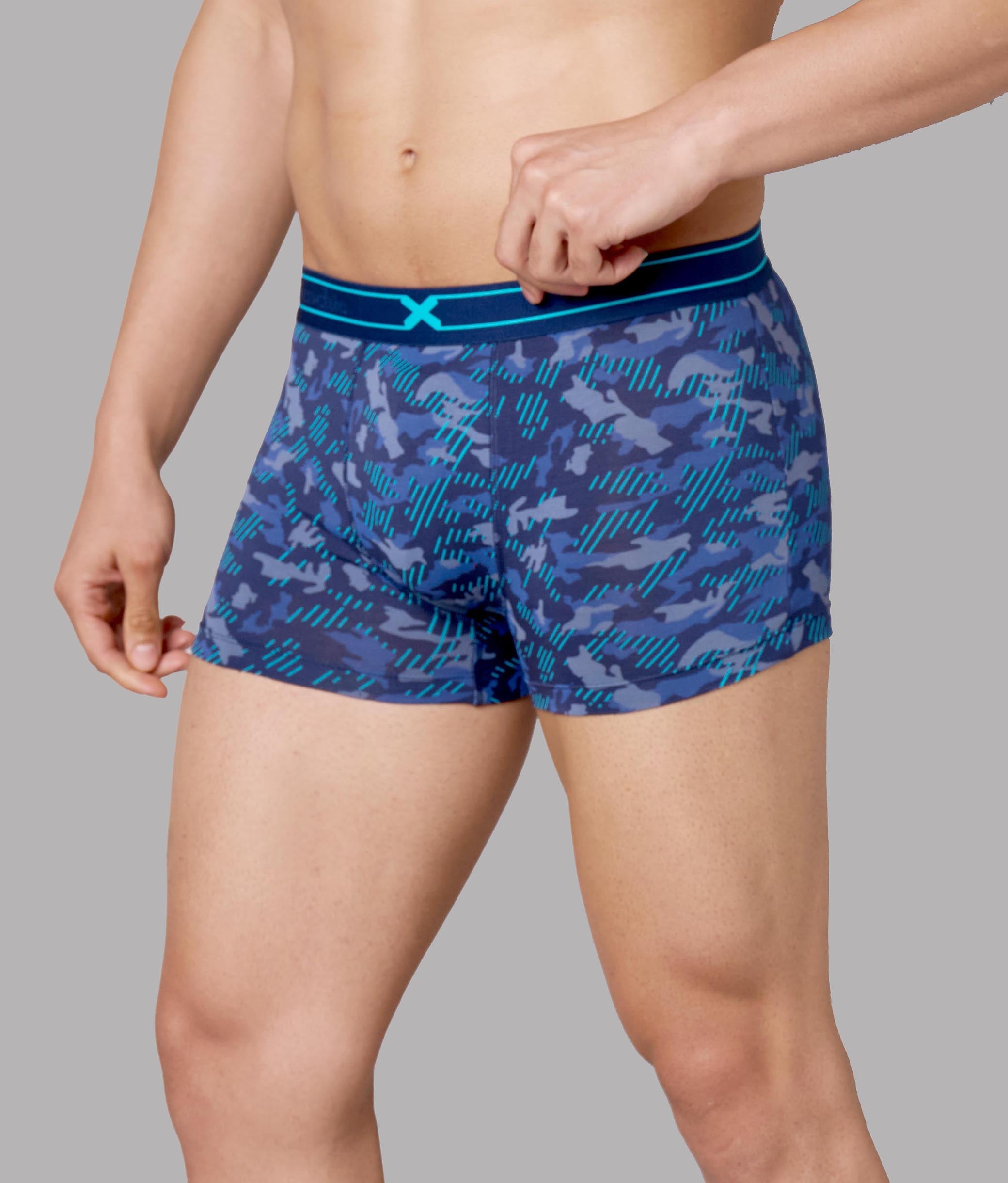 X-Rage Pageant Blue Camo Print Micro Modal Trunks