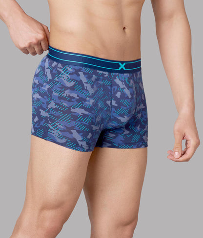 X-Rage Pageant Blue Camo Print Micro Modal Trunks