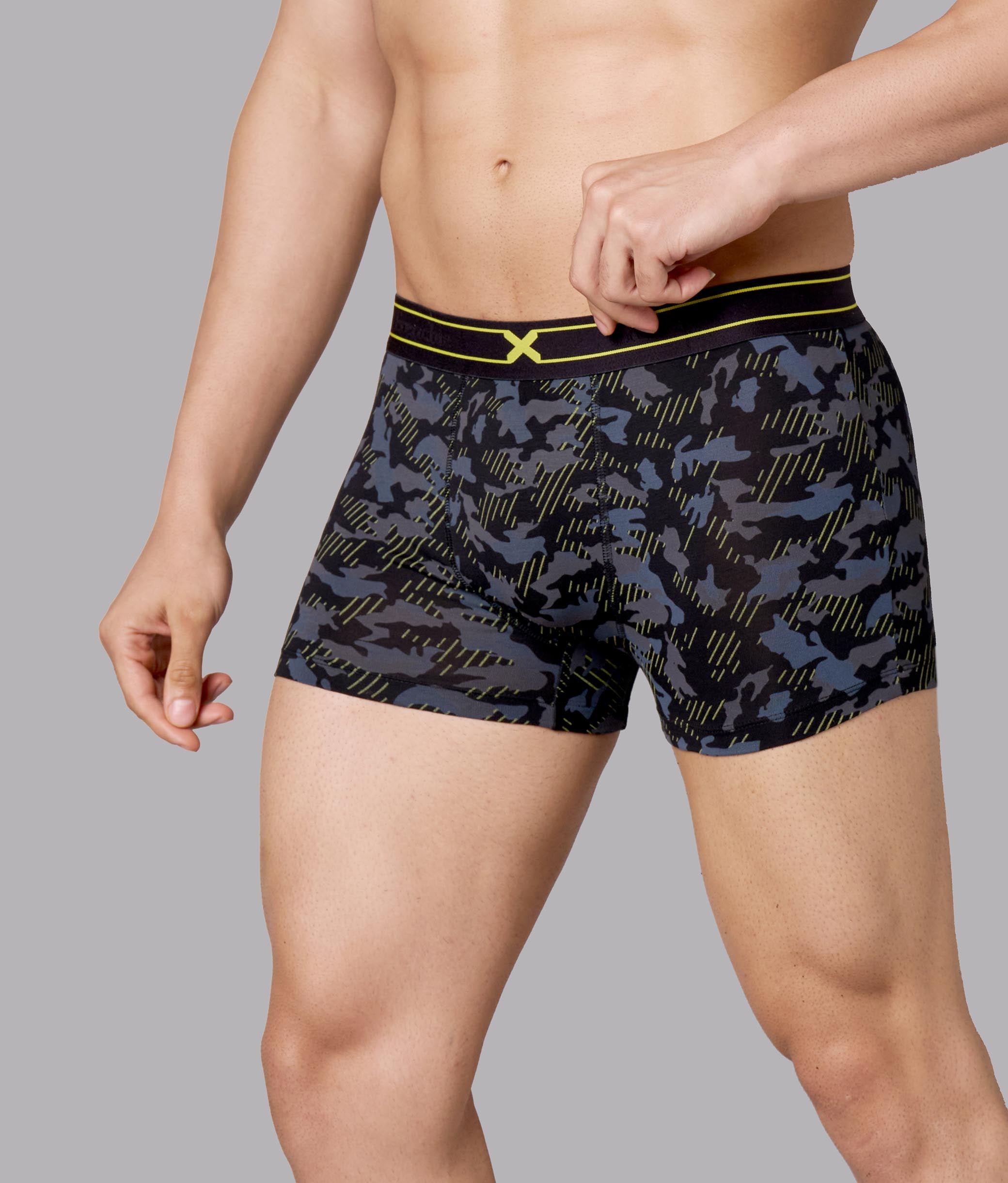 X-Rage Black Camo Print Micro Modal Trunks