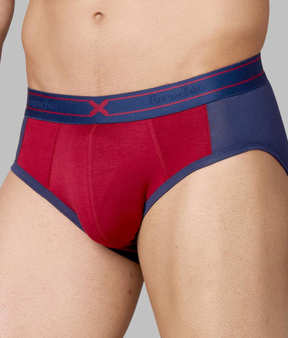 X-Groove Biking Red Micro Modal Cotton Briefs for Men