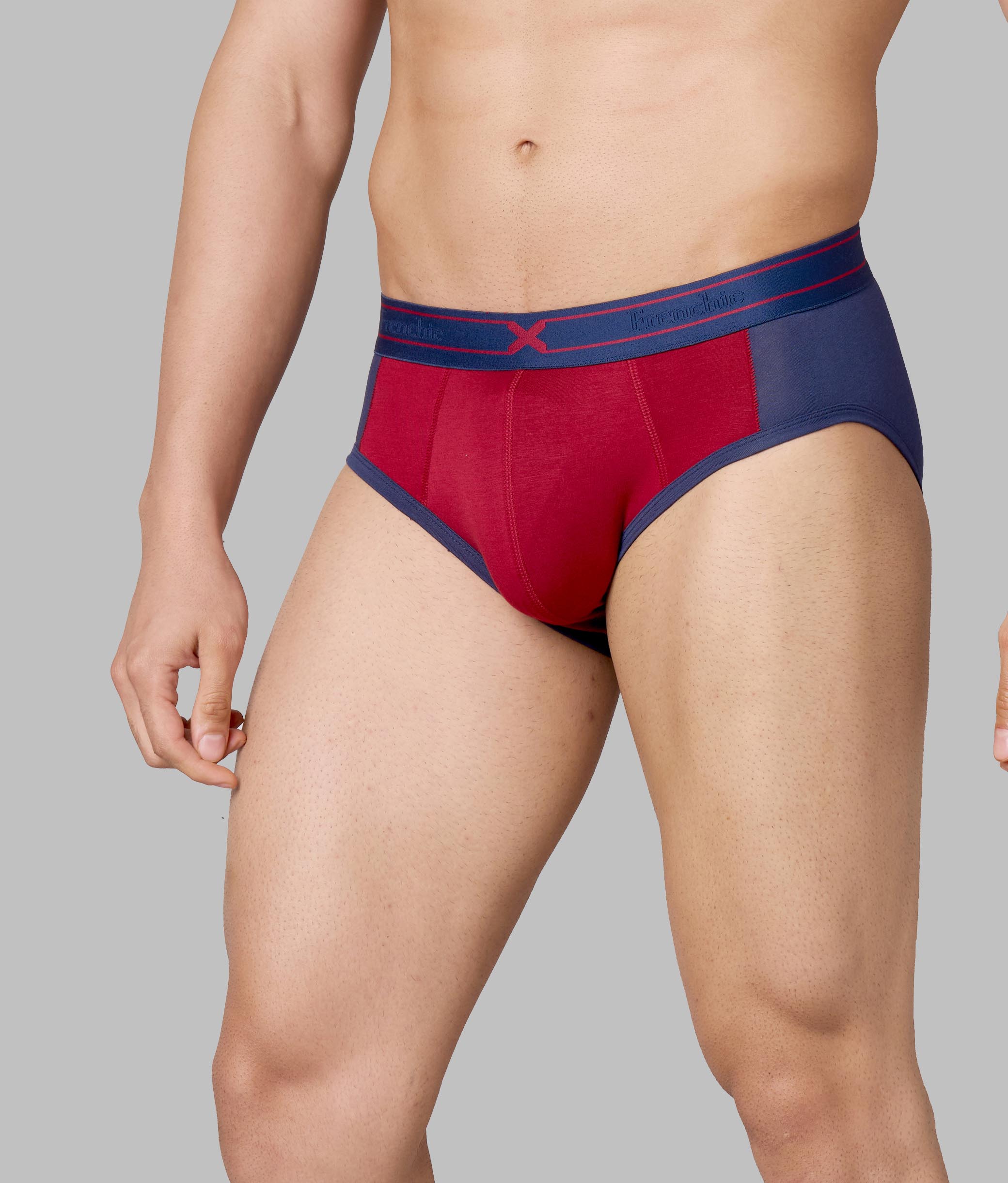 X-Groove Biking Red Micro Modal Cotton Briefs for Men