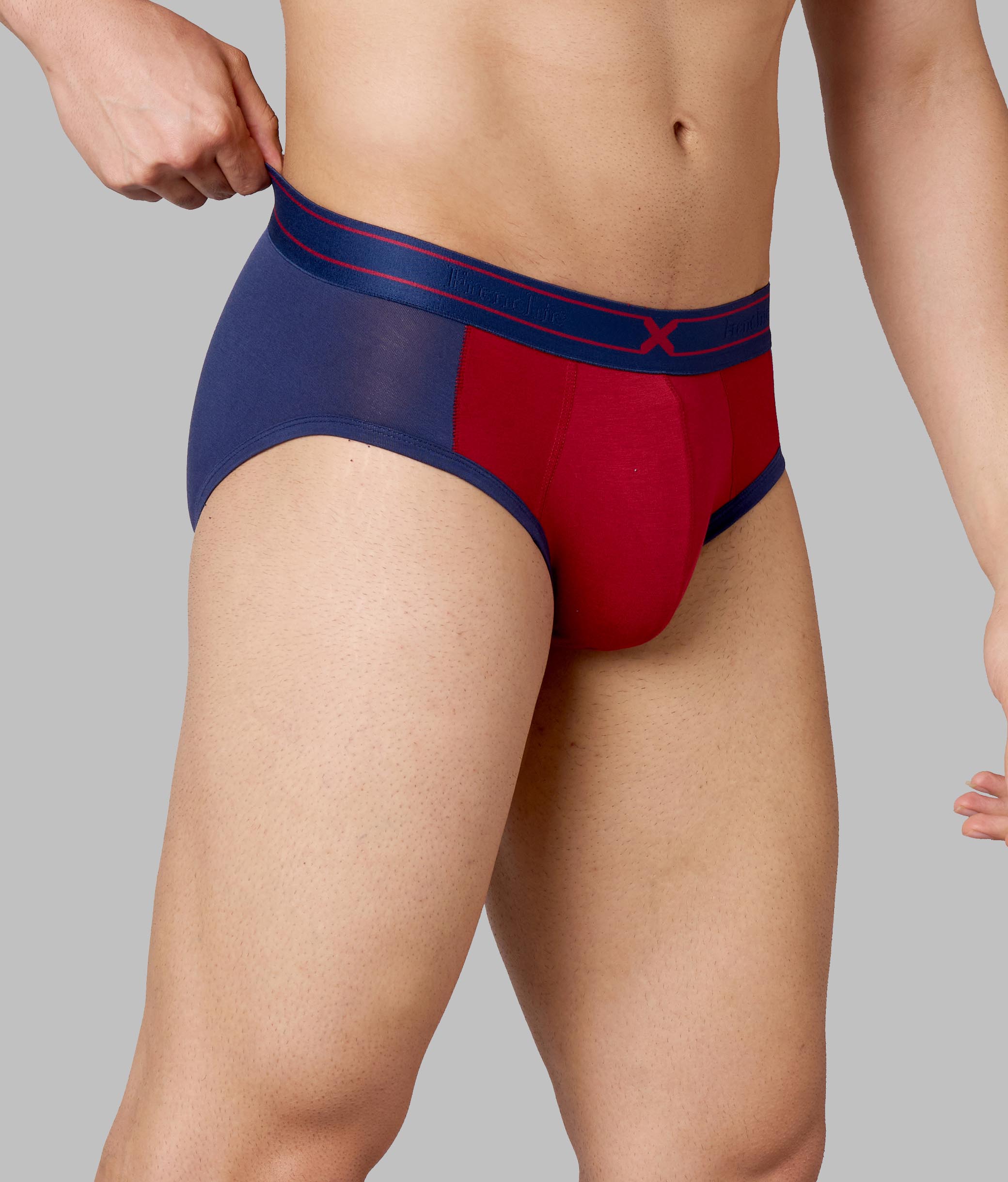 X-Groove Biking Red Micro Modal Cotton Briefs for Men