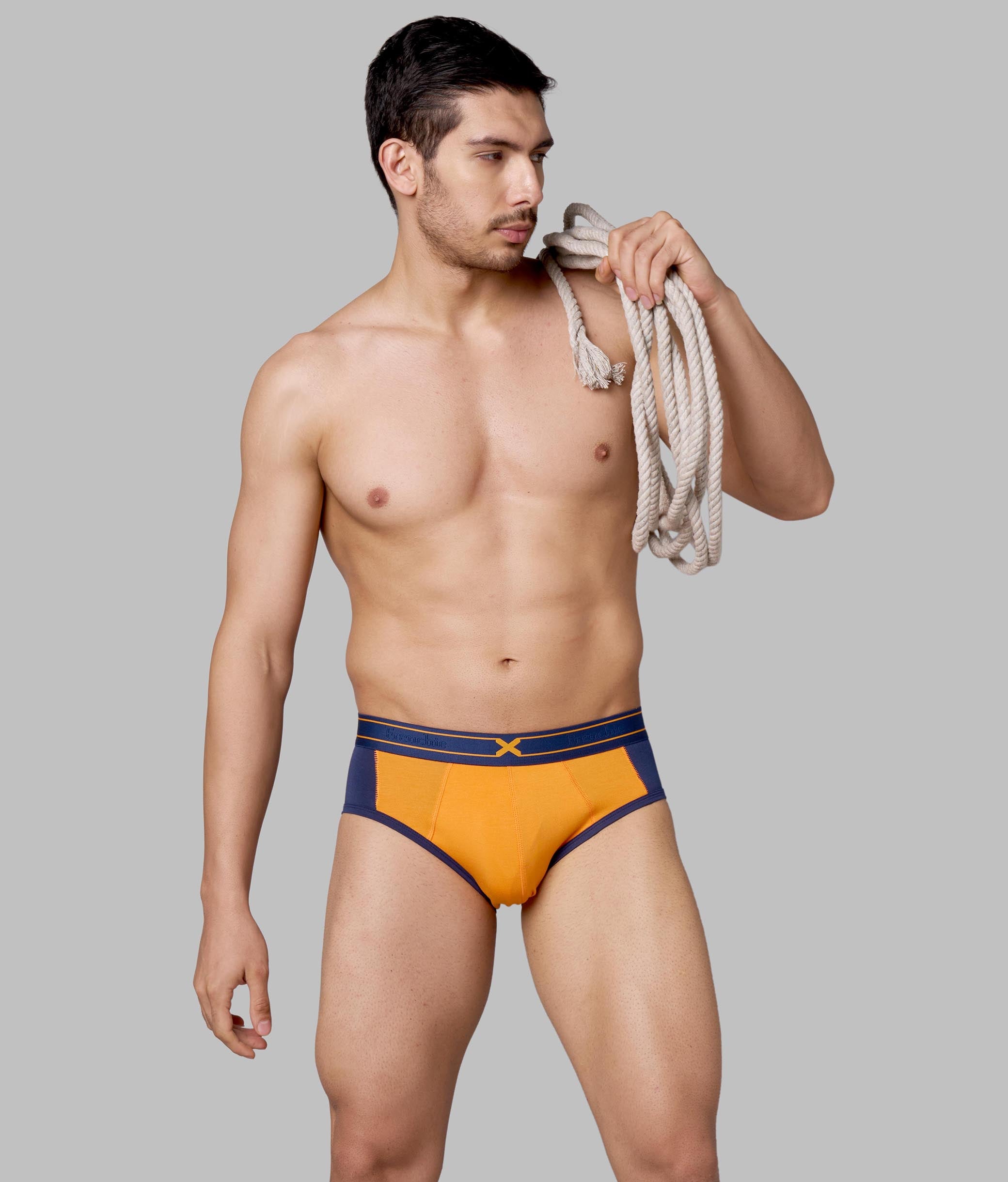 X-Groove Turmeric Orange Micro Modal Cotton Briefs for Men