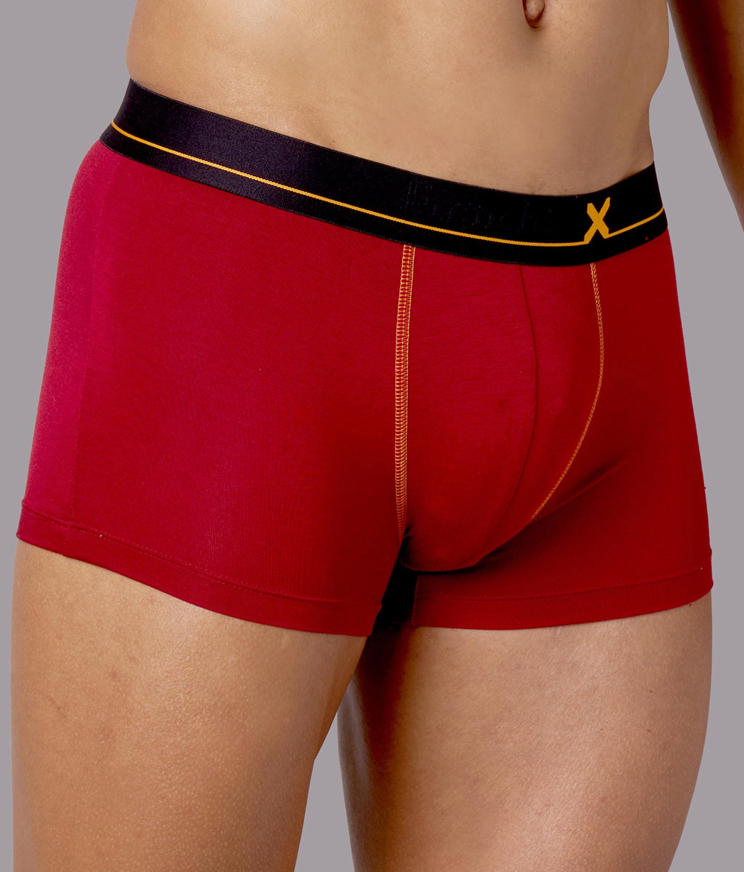 X-Drip Biking Red Micro Modal Trunks for Men