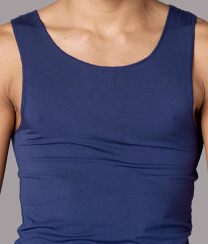 X-Snacc Solid Pageant Blue Micro Modal Vest for Men