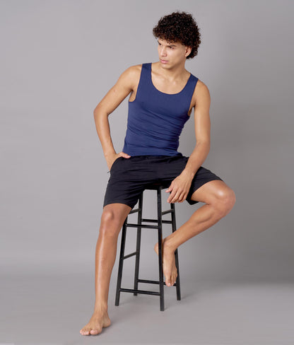 X-Snacc Solid Pageant Blue Micro Modal Vest for Men