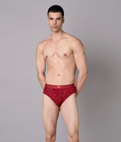 X-Rage Biking Red Camo Print Micro Modal Briefs