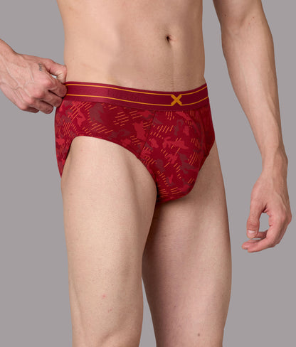 X-Rage Biking Red Camo Print Micro Modal Briefs