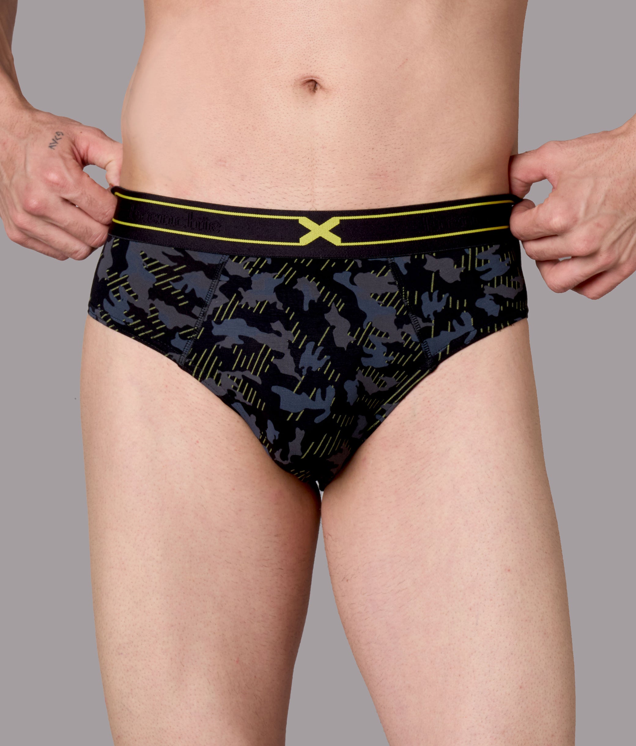 X-Rage Black Camo Print Micro Modal Briefs