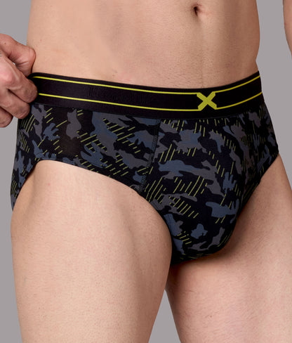 X-Rage Black Camo Print Micro Modal Briefs