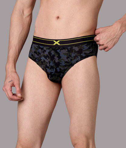 X-Rage Black Camo Print Micro Modal Briefs