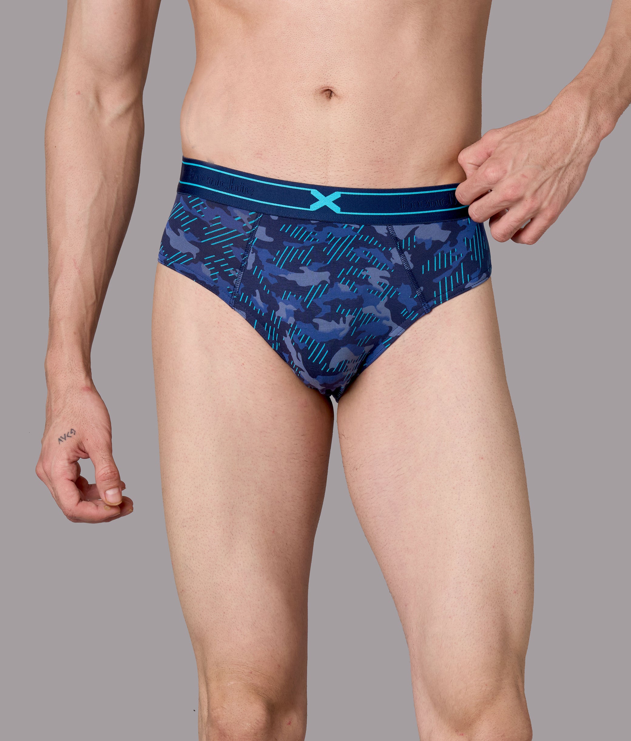 X-Rage Pageant Blue Camo Print Micro Modal Briefs