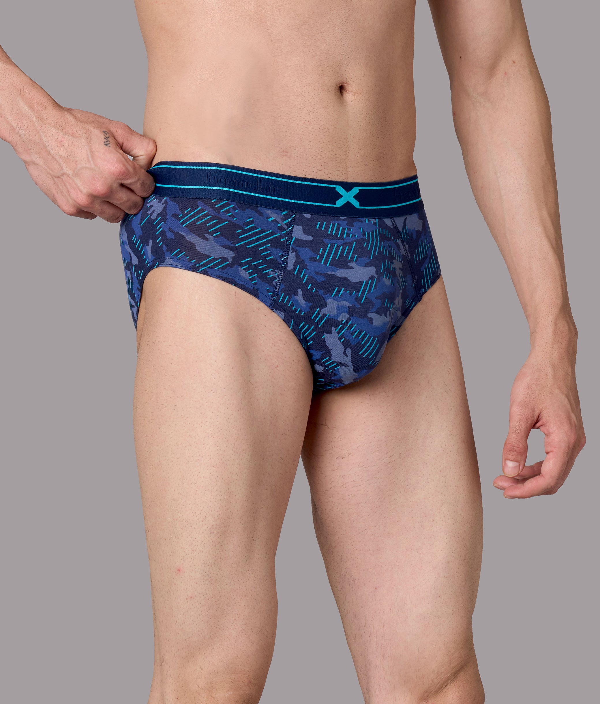 X-Rage Pageant Blue Camo Print Micro Modal Briefs