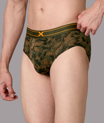 X-Rage Beetle Olive Camo Print Micro Modal Briefs