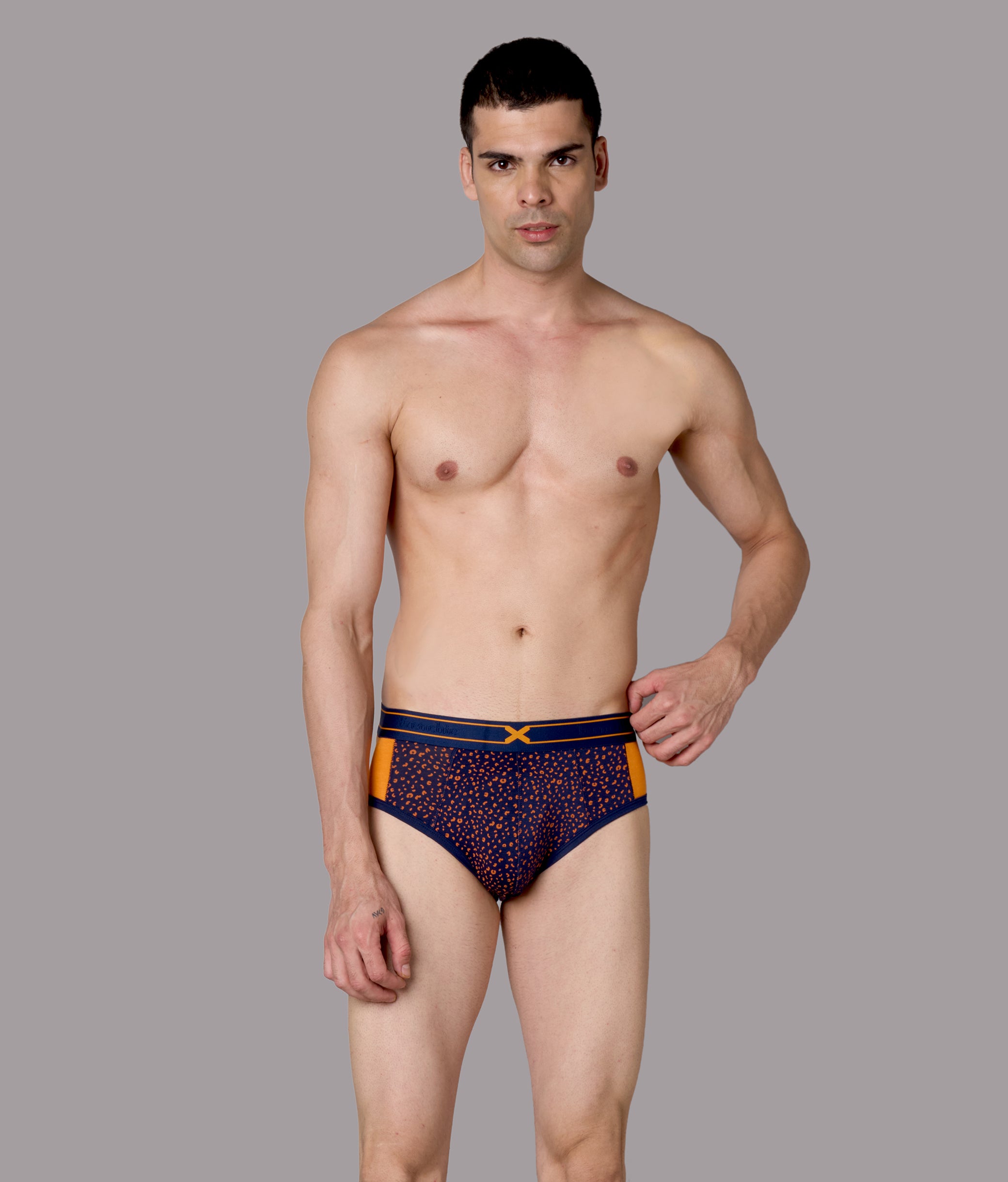 X-LIT Turmeric Orange Leopard Print Micro Modal Briefs