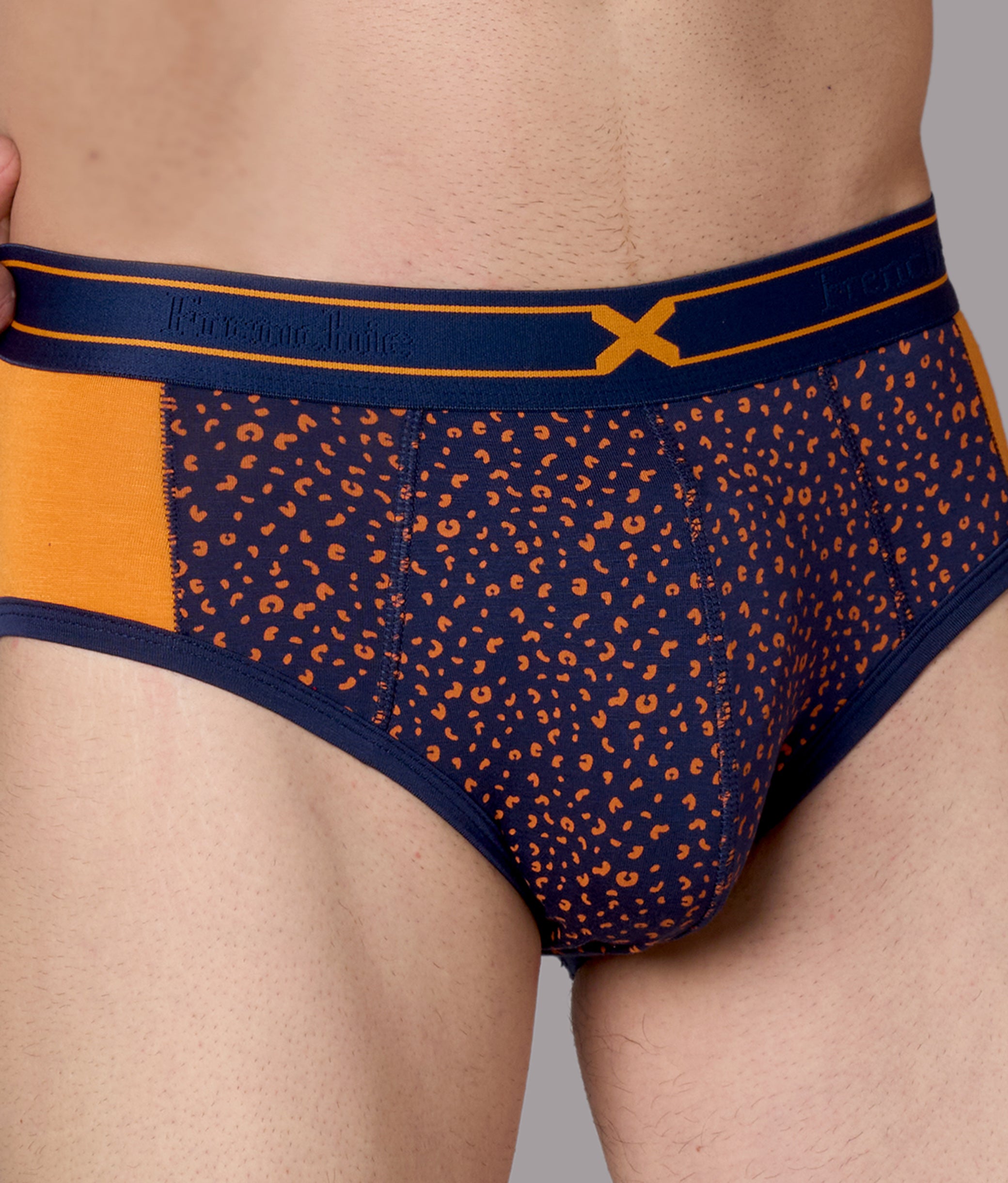 X-LIT Turmeric Orange Leopard Print Micro Modal Briefs