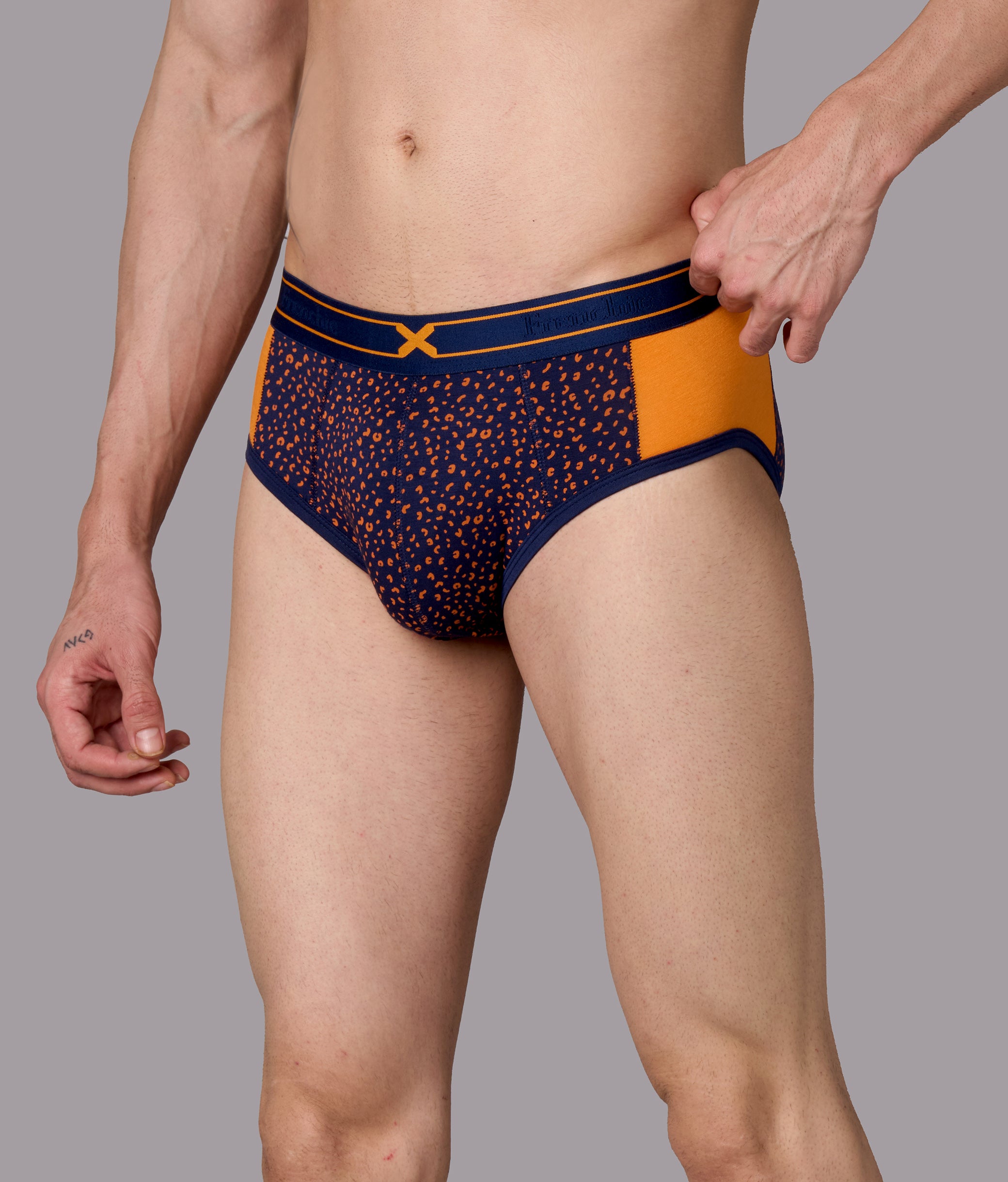 X-LIT Turmeric Orange Leopard Print Micro Modal Briefs