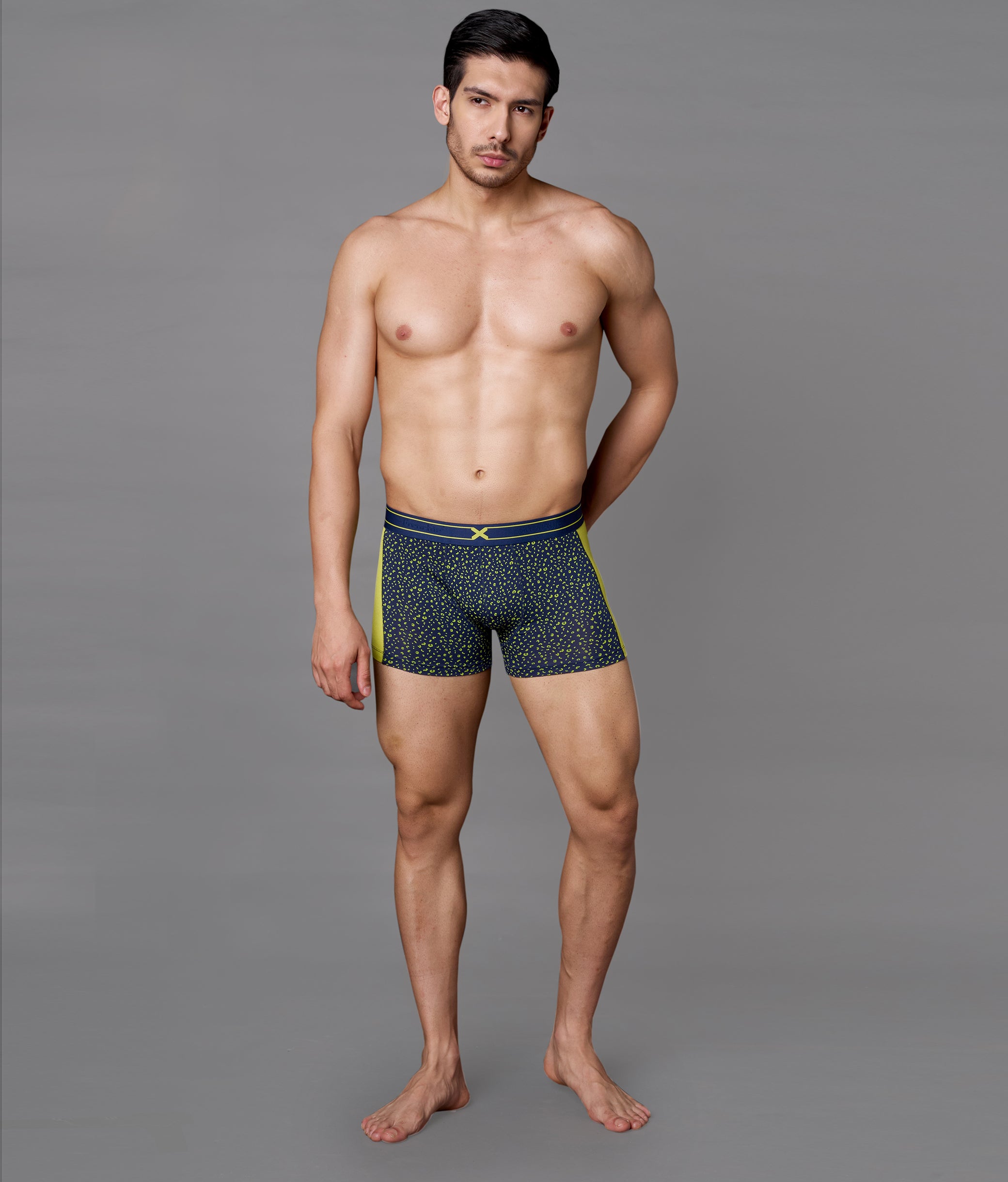 X-LIT | Go Wild Leopard Print Micro Modal Trunks - Lime Punch Yellow