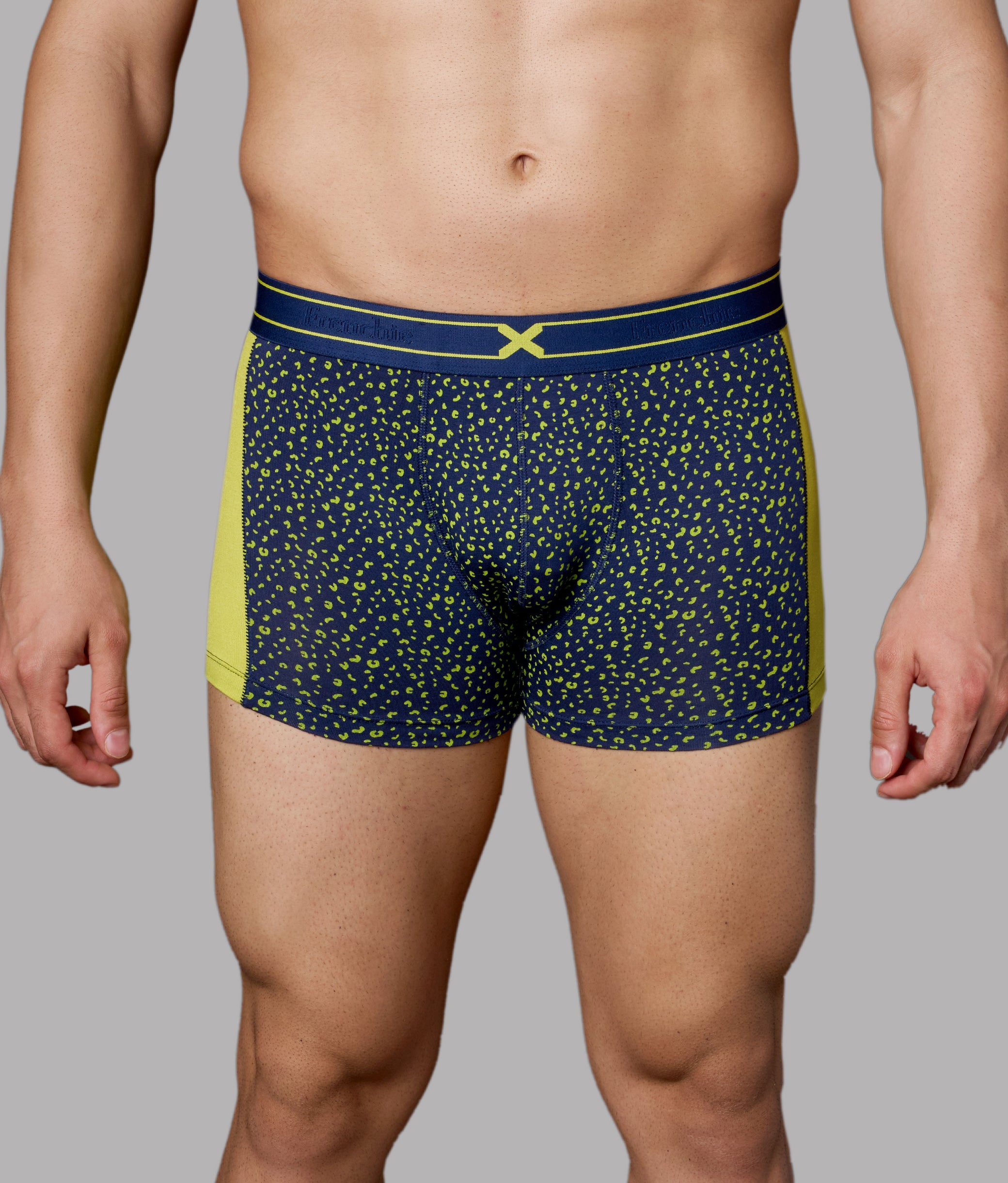 X-LIT | Go Wild Leopard Print Micro Modal Trunks - Lime Punch Yellow