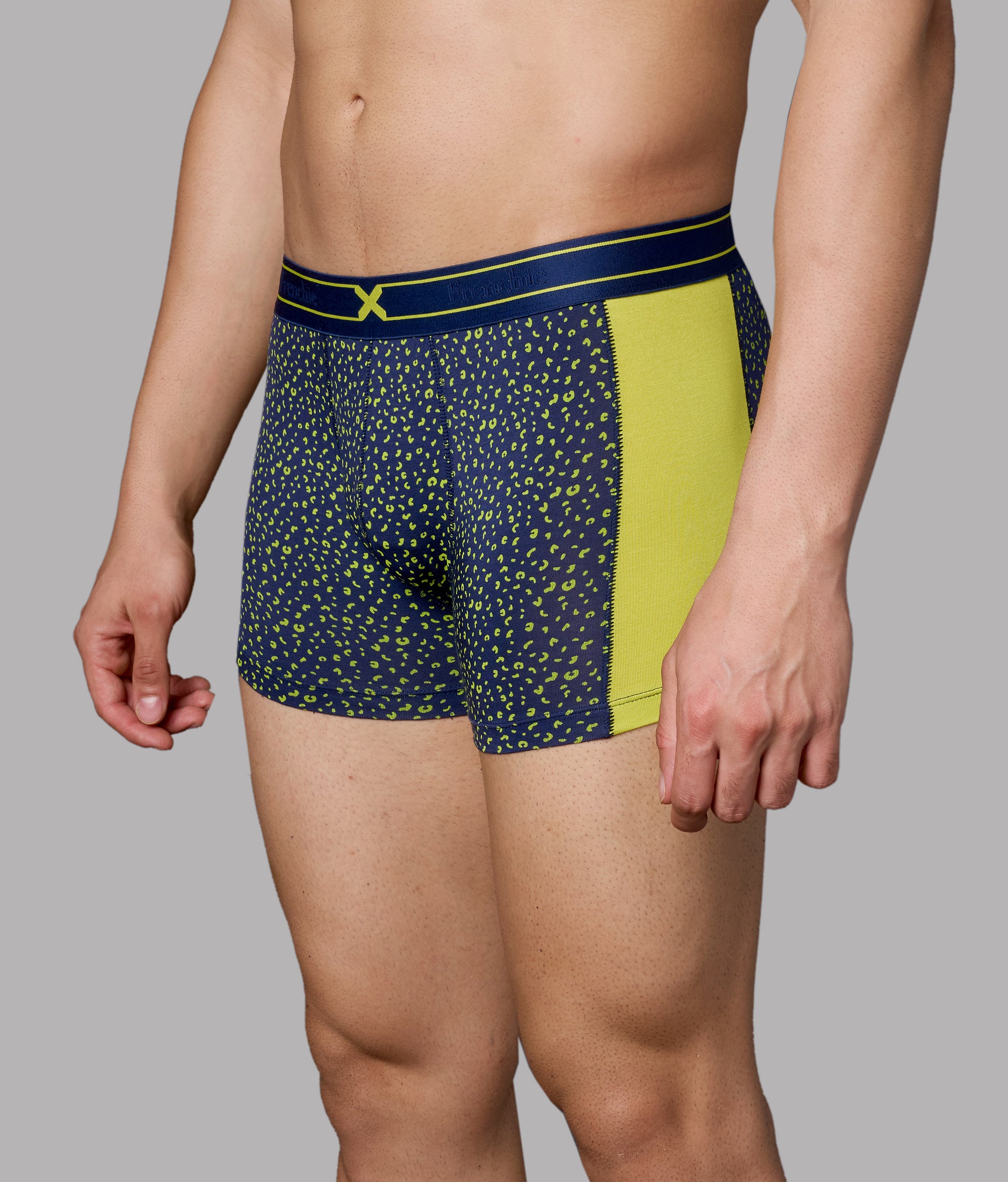 X-LIT | Go Wild Leopard Print Micro Modal Trunks - Lime Punch Yellow