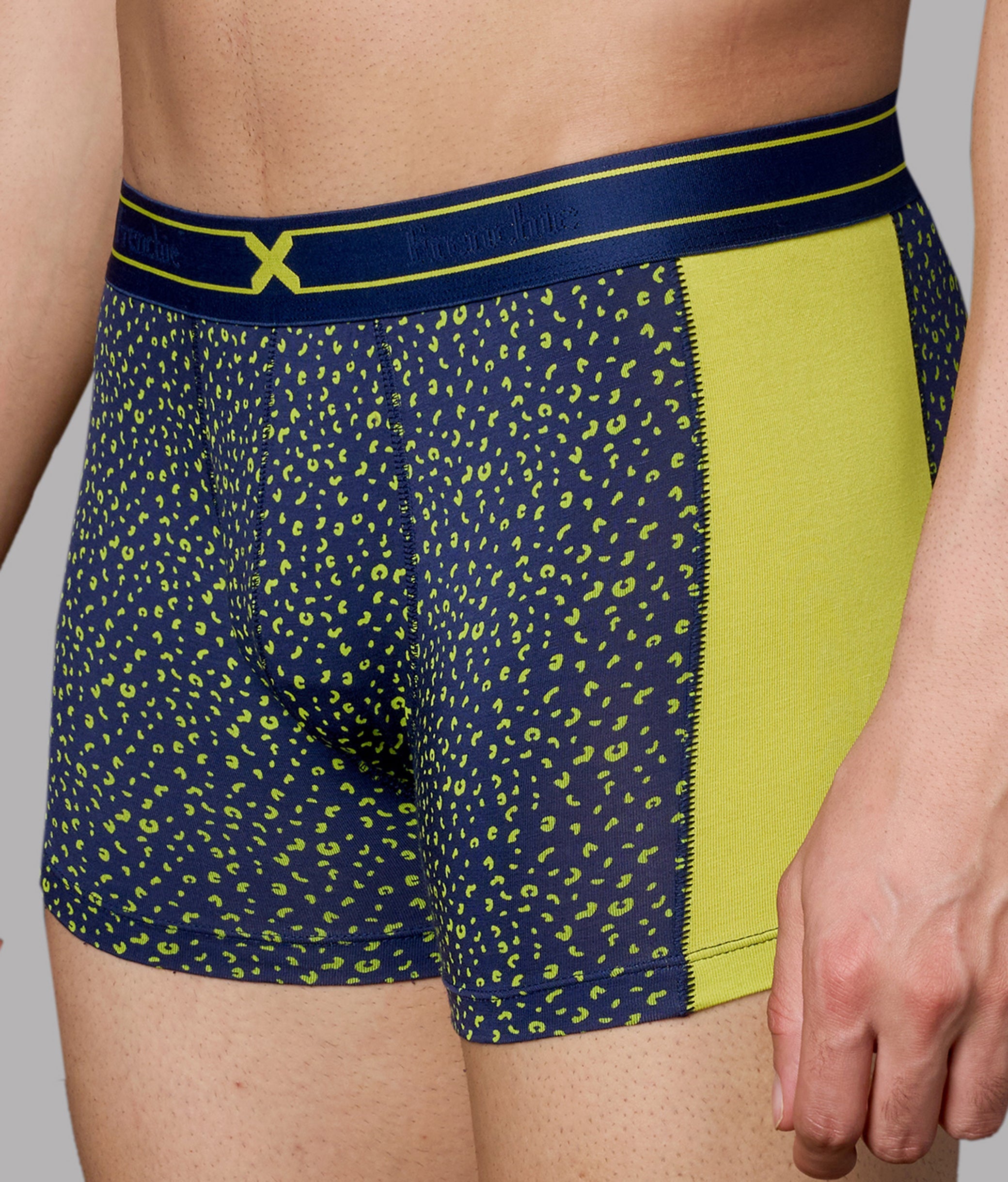 X-LIT | Go Wild Leopard Print Micro Modal Trunks - Lime Punch Yellow