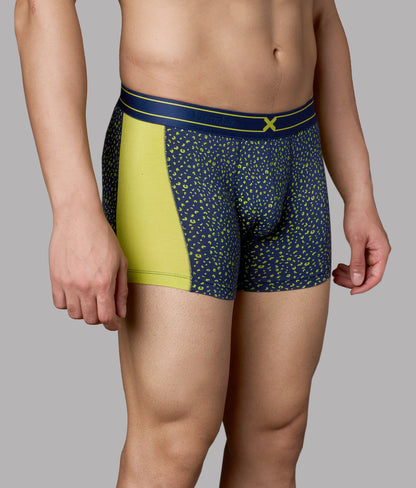 X-LIT | Go Wild Leopard Print Micro Modal Trunks - Lime Punch Yellow