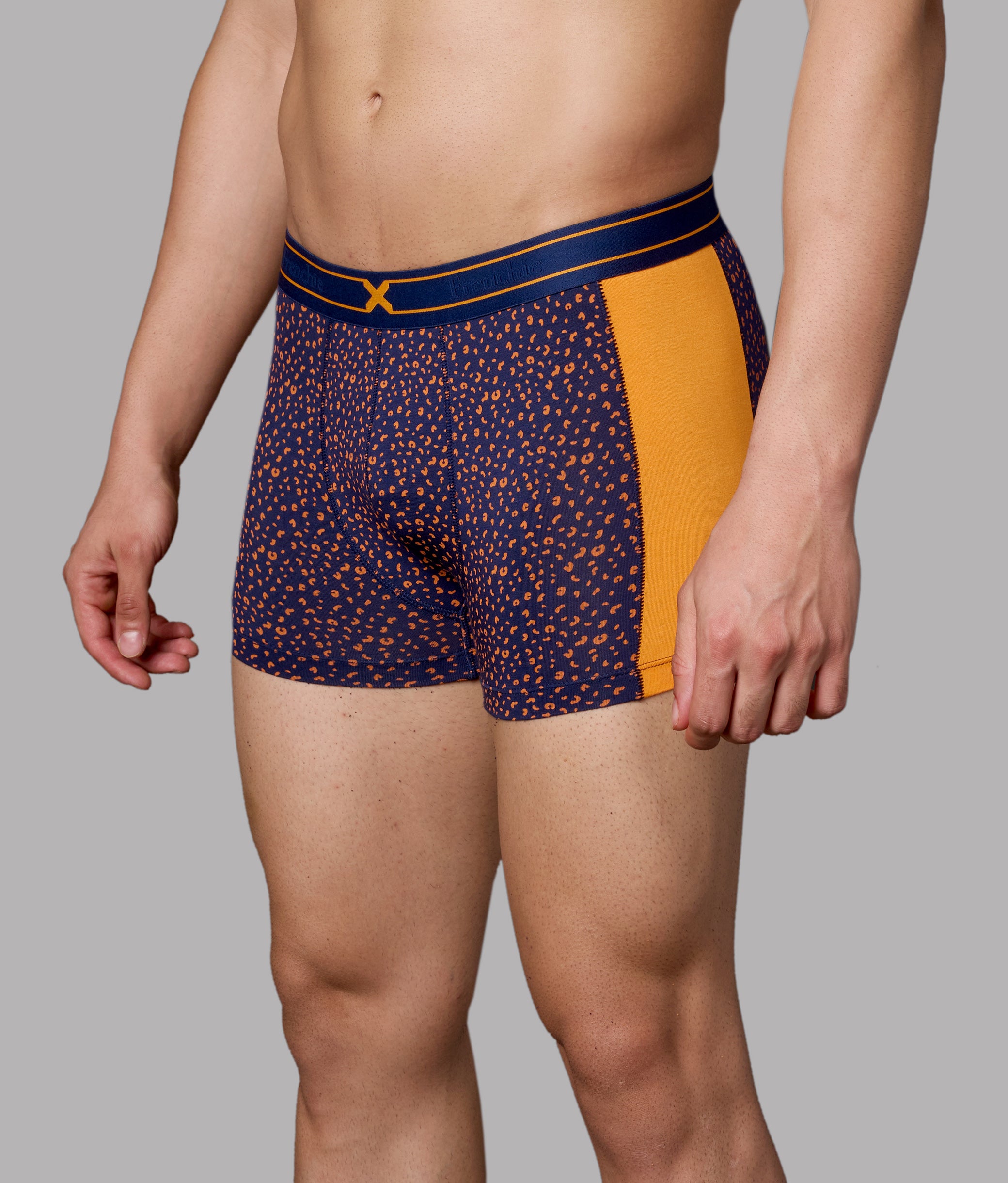 X-LIT | Go Wild Leopard Print Micro Modal Trunks - Turmeric Orange