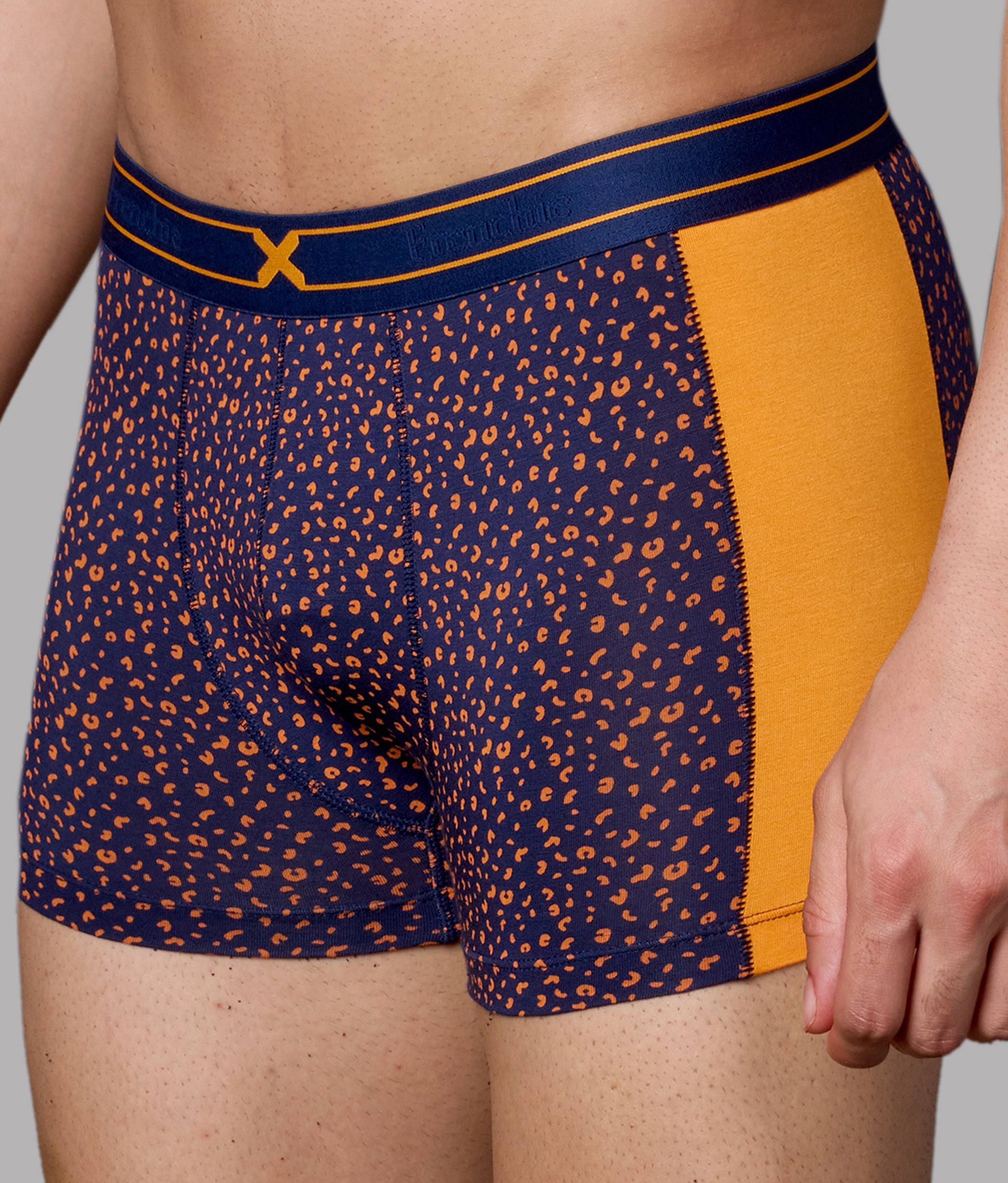 X-LIT | Go Wild Leopard Print Micro Modal Trunks - Turmeric Orange