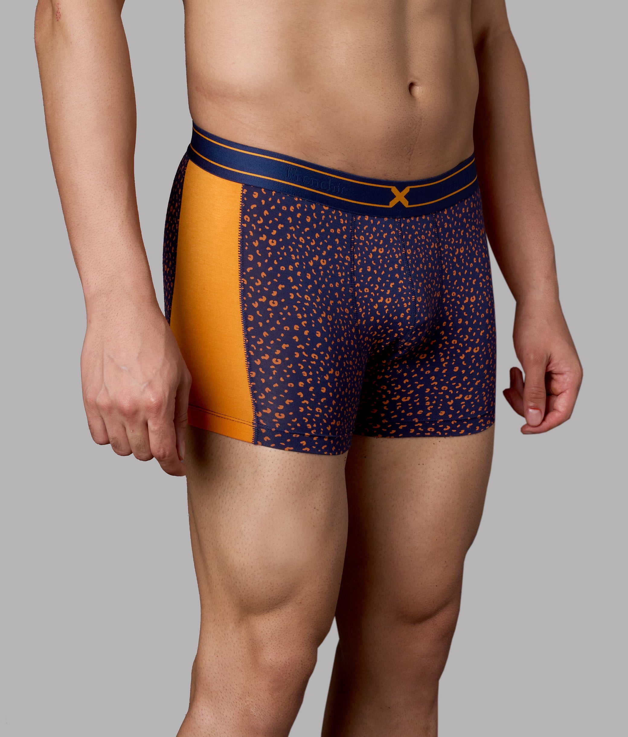 X-LIT | Go Wild Leopard Print Micro Modal Trunks - Turmeric Orange