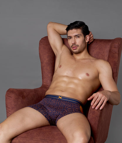 X-LIT | Go Wild Leopard Print Micro Modal Trunks - Turmeric Orange