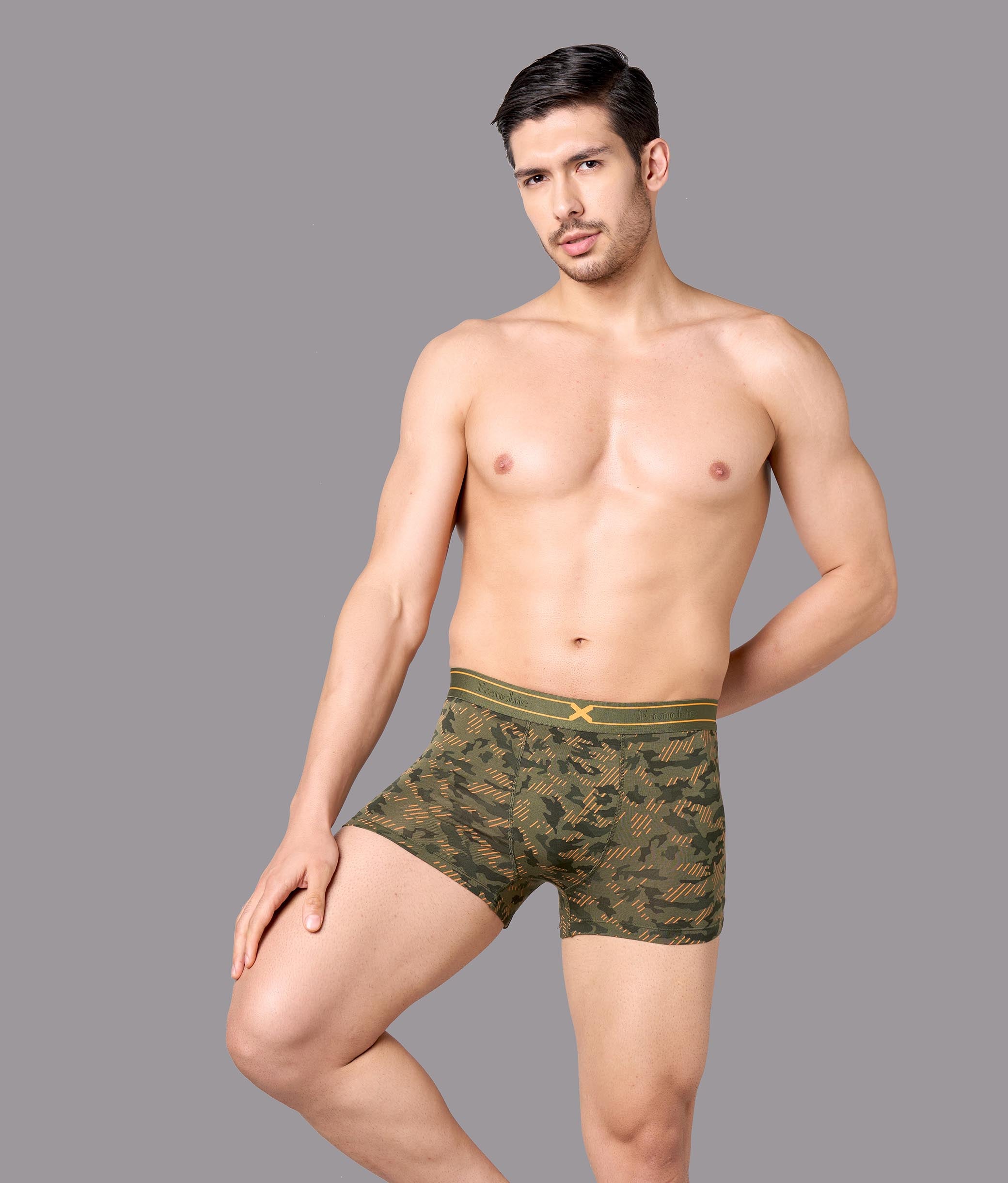 X-Rage Beetle Olive Camo Print Micro Modal Trunks