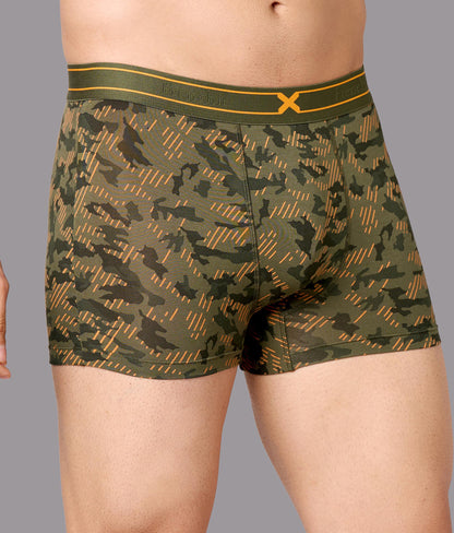 X-Rage Beetle Olive Camo Print Micro Modal Trunks