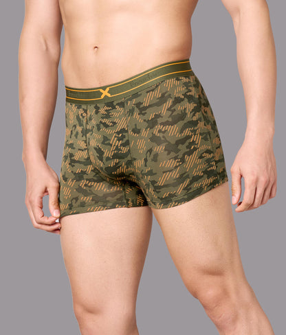 X-Rage Beetle Olive Camo Print Micro Modal Trunks