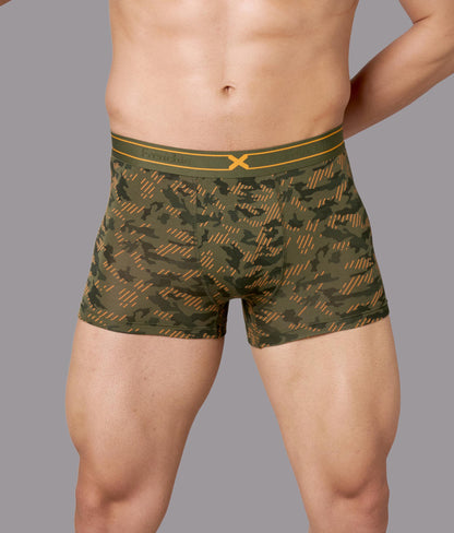 X-Rage Beetle Olive Camo Print Micro Modal Trunks